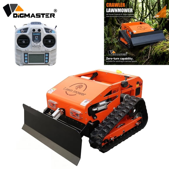 DigMaster 21.6in Remote Control Lawn Mower, Gas-Electric Hybrid Tracked Robot Mower, Heavy Duty RC Brush Cutter for Hills, Slopes & Rough Terrain