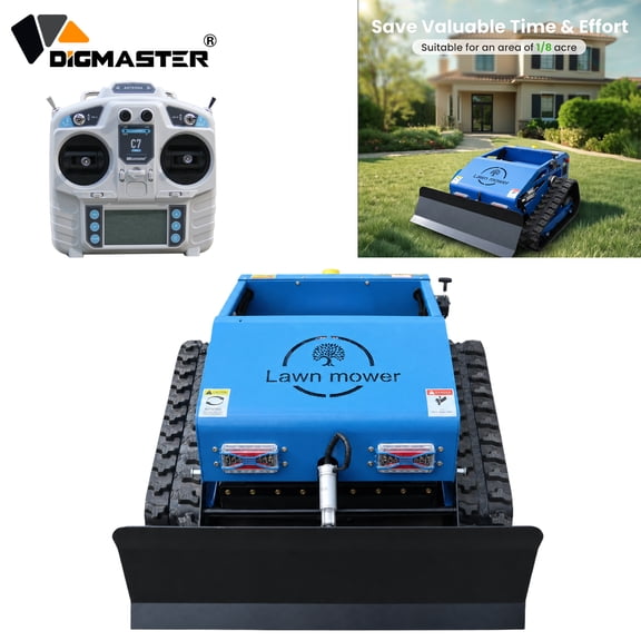 DigMaster 21.6in Remote Control Lawn Mower, Gas-Electric Hybrid Tracked Robot Mower, Heavy Duty RC Brush Cutter for Hills, Slopes & Rough Terrain