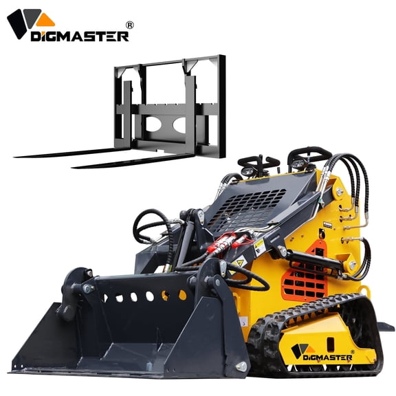 DigMaster 24HP Tracked Mini Skid Steer Loader Two-Cylinder Gasoline Engine & 4-in-1 Bucket for Landscaping Farm & Snow Removal EPA Certification