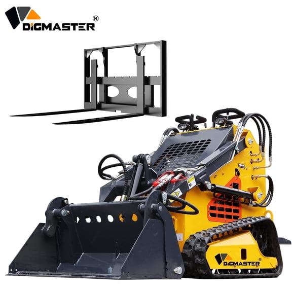 DigMaster 24HP Tracked Mini Skid Steer Loader Two-Cylinder Gasoline Engine & 4-in-1 Bucket for Landscaping Farm & Snow Removal EPA Certification