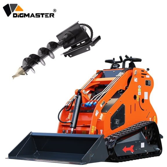 DigMaster 24HP Mini Skid Steer Loader 2-Cylinder Gas Tracked Stand-On Loader Compatible Multiple Attachments for Farm Landscaping & Construction EPA