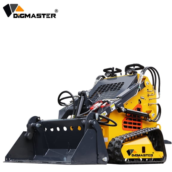 DigMaster 24HP Tracked Mini Skid Steer Loader Two-Cylinder Gasoline Engine & 4-in-1 Bucket for Landscaping Farm & Snow Removal EPA Certification