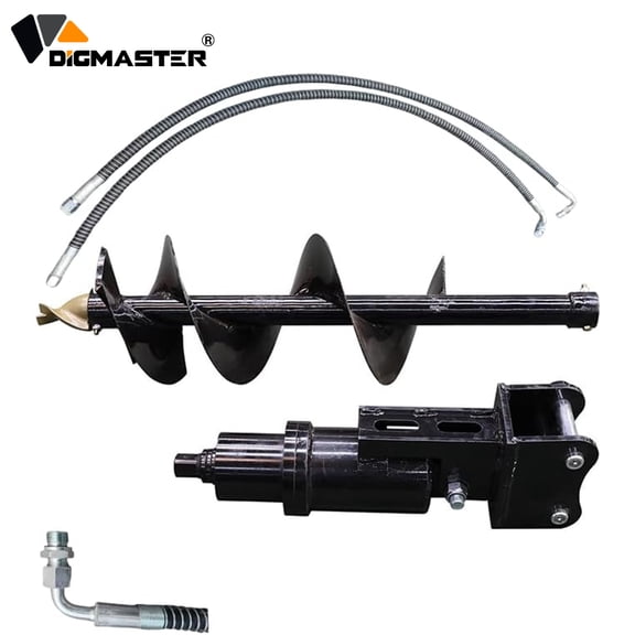 DigMaster Mini Excavator Attachments Auger Drill Attachment Diameter 300mm/11.81 For 0.8 to 1.5 Tons with 2 Hydraulic Hoses or Digging Holes Drilling