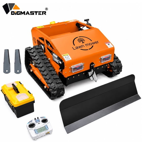 DigMaster Remote Control Lawn Mower & Snow Plow, All-Terrain Tracked System, 9HP Gas-Electric Hybrid, 21.6in Cutting Width, Long Range for Rough Terrain & All Seasons