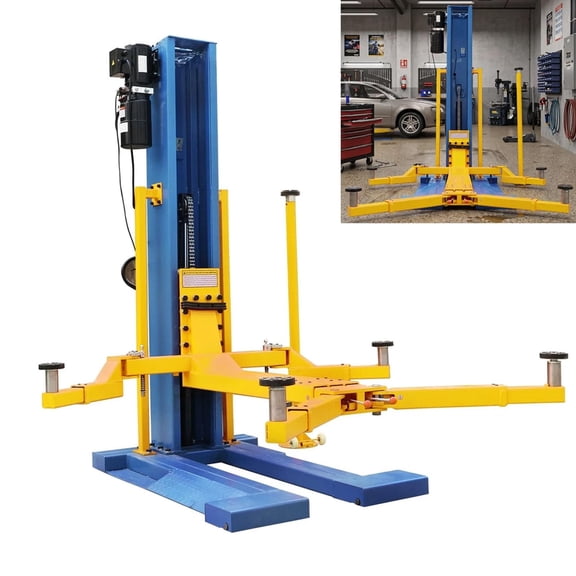 DigSwift 6600LBS Mobile Single Post Car Lift, 220V Portable Auto Hoist with Quick-Assembly & Electro-Lock, Heavy Duty Q235 Steel Vehicle Lift with Adjustable Arms for Workshops and Home Garage