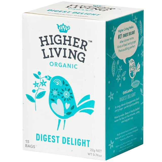 Digest Delight Tea 15 Teabags Blend of Peppermint, Basil & Ginger