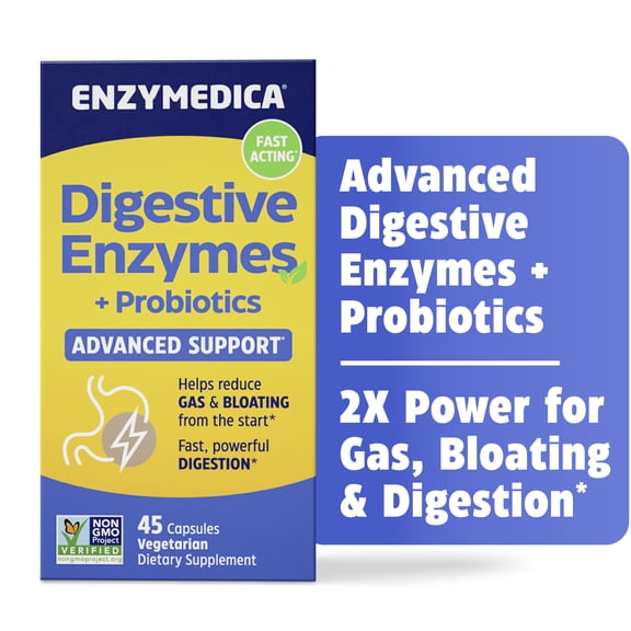 Enzymedica Digest Gold Enzymes and Probiotics, Extra Strength, Meal Time Support for Gut Health and Bloating, 45 Count