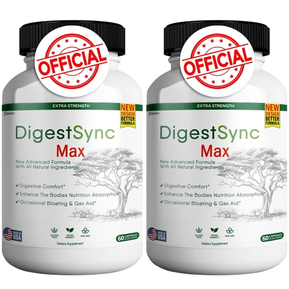 DigestSync Max Supplement | Digestive & Gut Health| Gluten-Free| Enhance Nutrition Absorption| Bloating & Gas Aid| 120 capsules