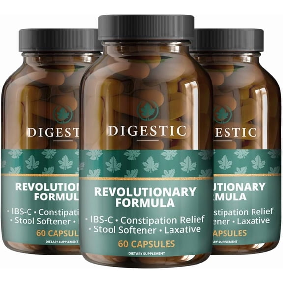 Digestic - Laxative for Constipation Relief, Stool Softener for IBS Severe and Strong Constipation 100% Natural - 180 Capsules - Colon Detox Cleanse, Gas and Bloating Stomach Relief for Adults