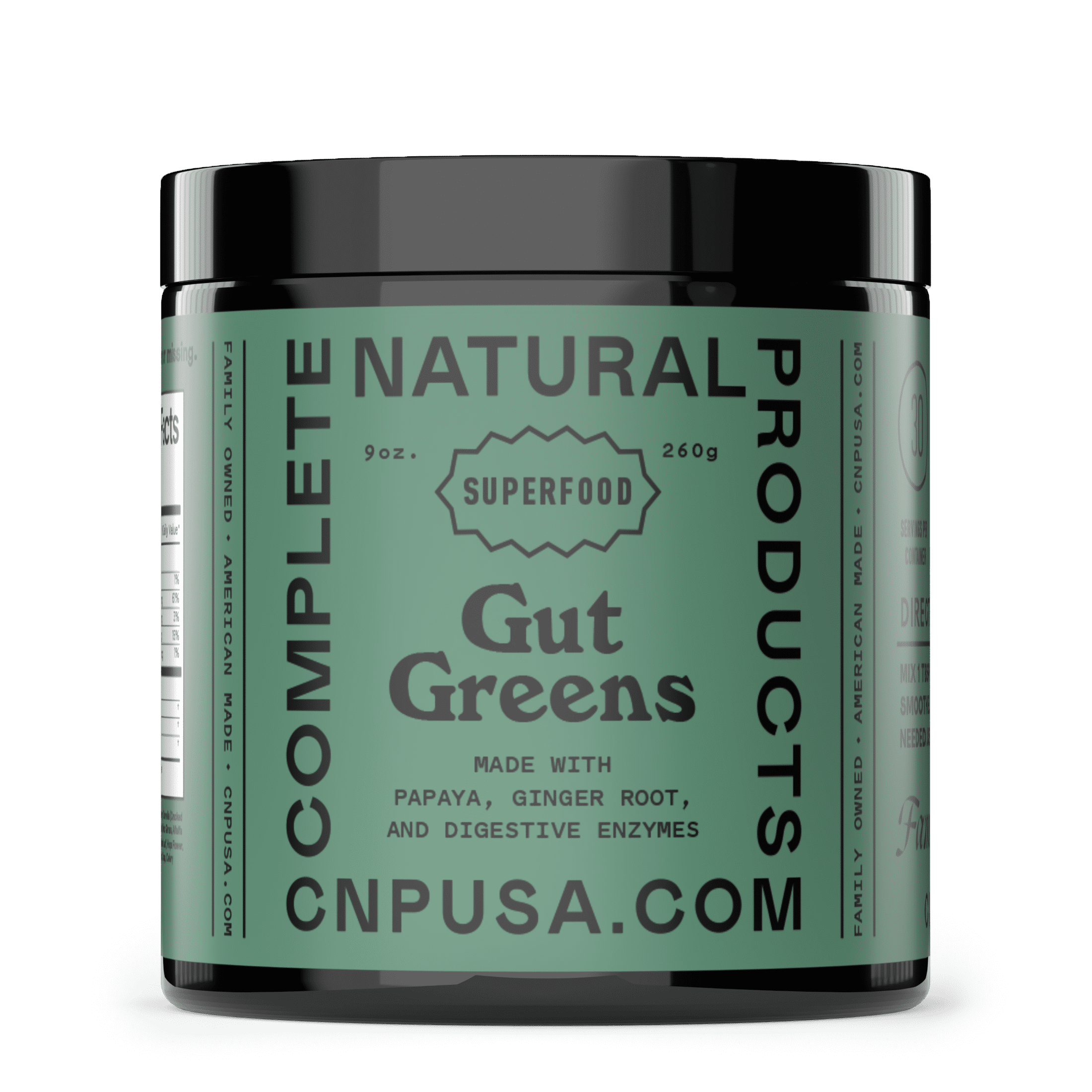 Gut Greens - Amazing Raw Digestive Enzyme Supplements Grass Mix, 9oz, 60 Servings
