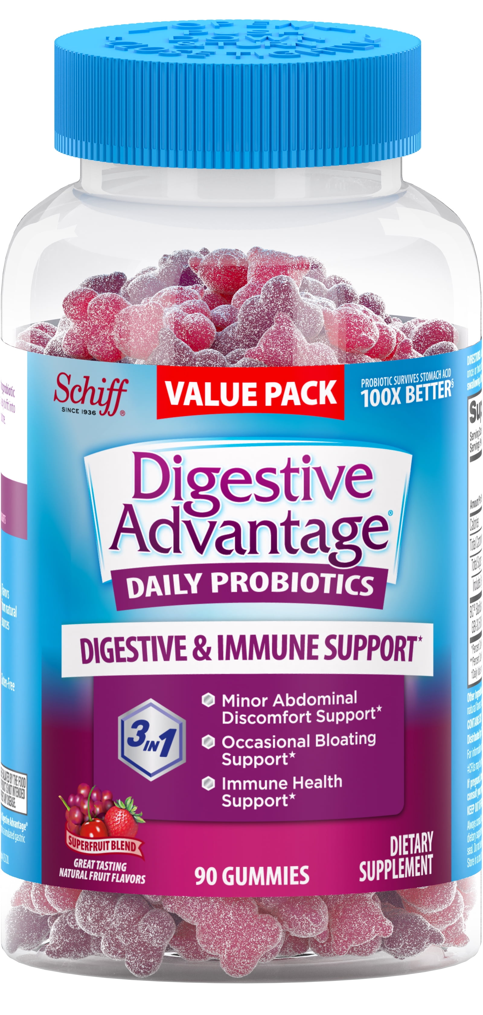 Digestive Advantage Daily Probiotic Gummies, Superfruit Blend 90