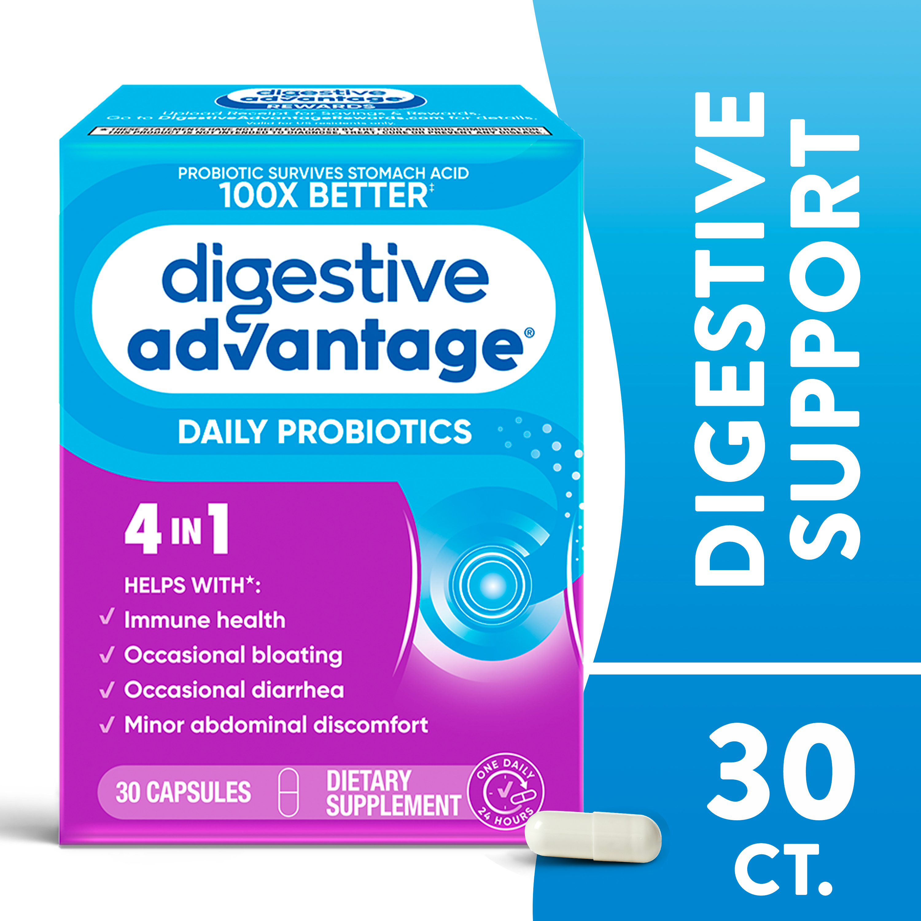 Digestive Advantage Daily Probiotic, Survives Better than 50 Billion - 30 Capsules - image 1 of 8