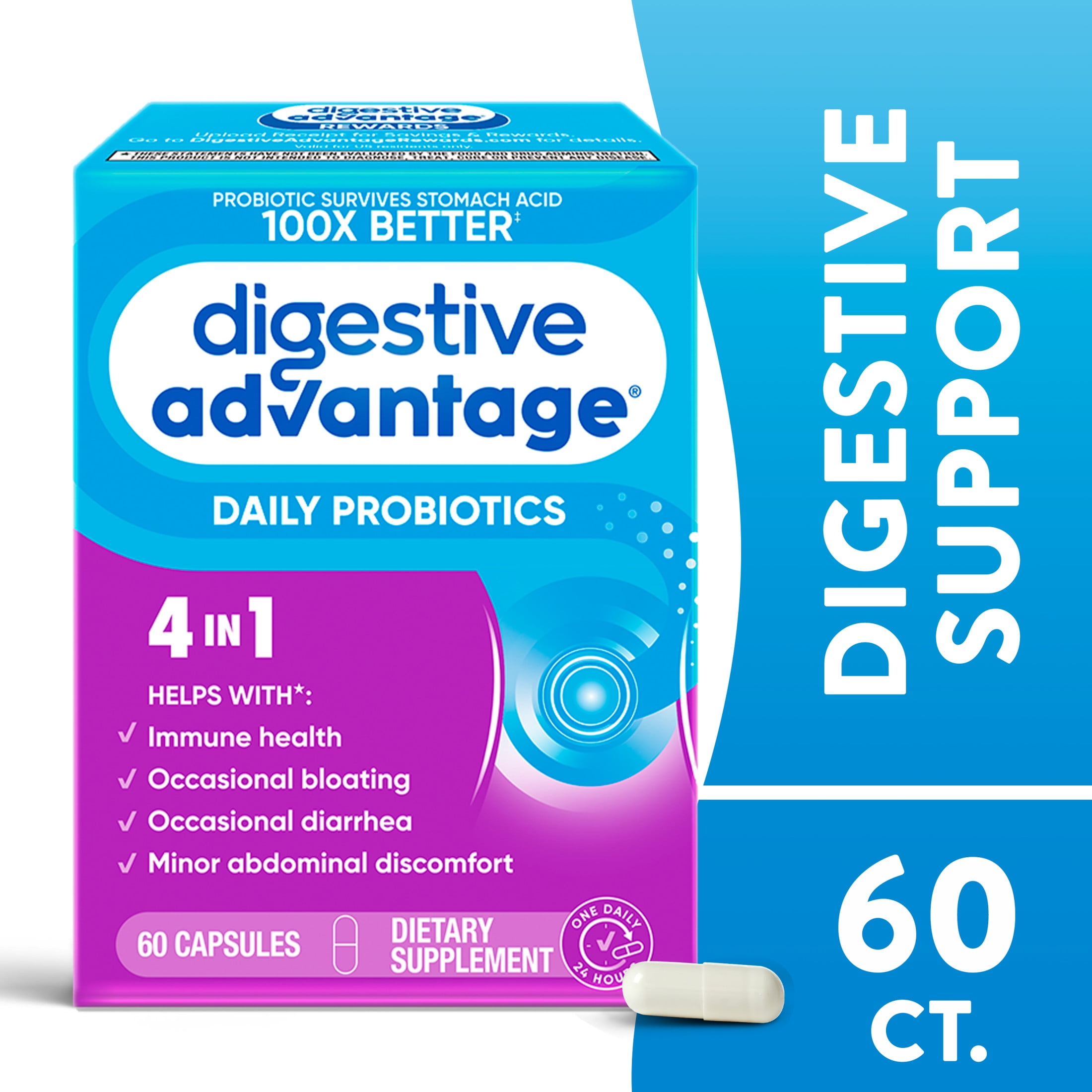 Digestive Advantage Daily Probiotics For Women And Men, Supports Gut Health, 60 Capsules