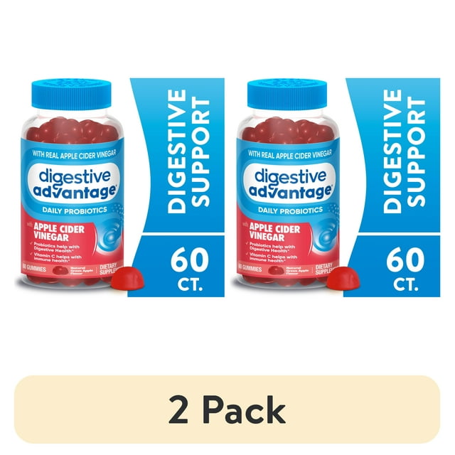 (2 pack) Digestive Advantage Daily Probiotics with Apple Cider Vinegar