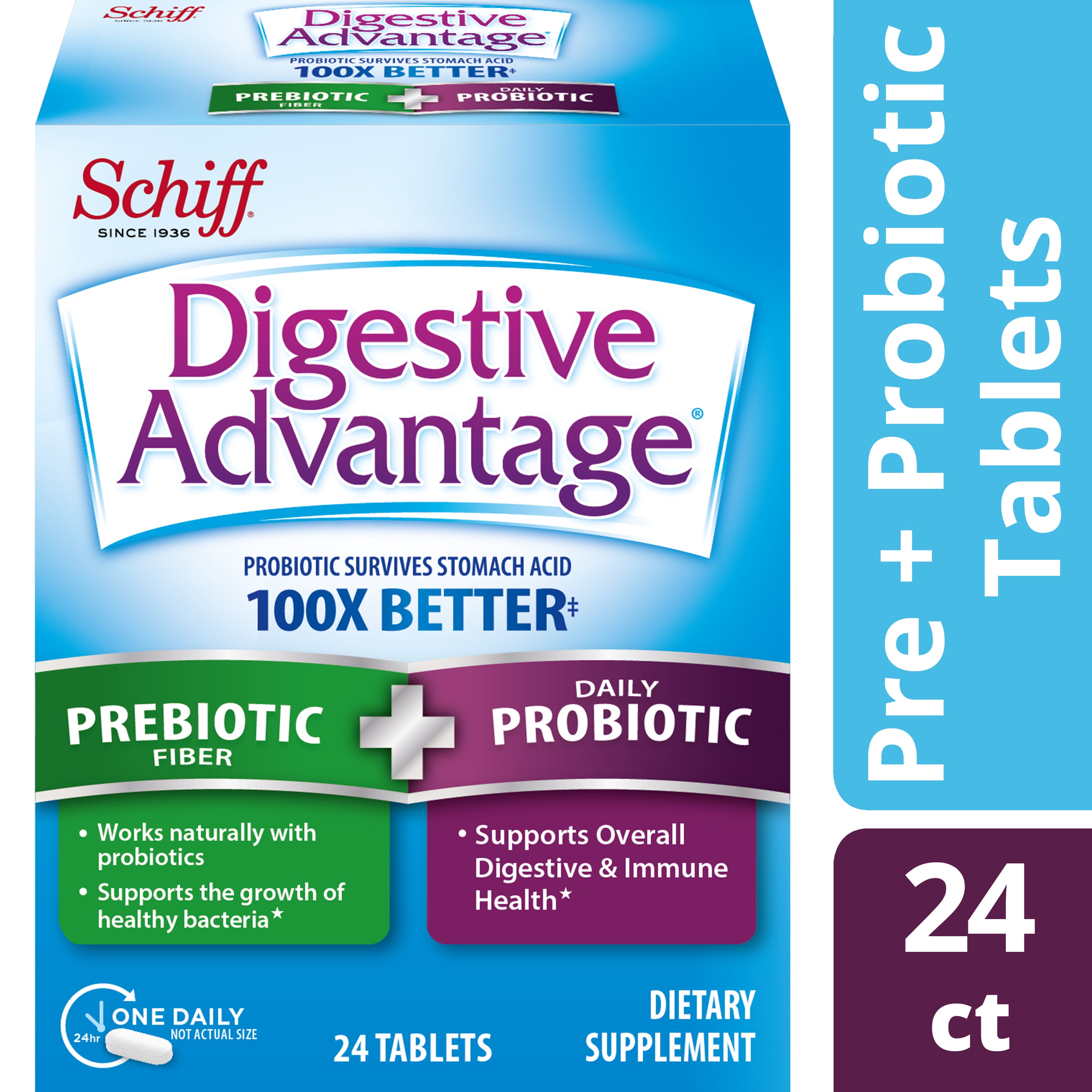 Digestive Advantage Prebiotic Fiber Plus Probiotic 24 Tablets