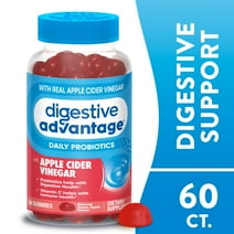 Digestive Advantage Probiotic Gummies with Apple Cider Vinegar for Digestive Health, Daily Probiotics with ACV For Women & Men, Supports Digestive & Immune Health, 60ct Apple Flavor