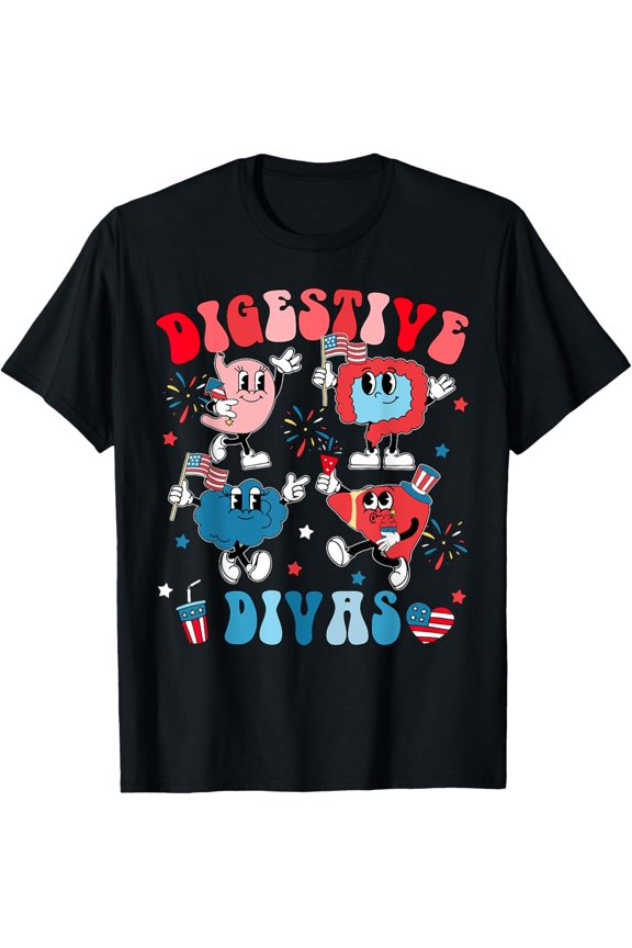 Digestive Divas Independence Day Patriotic Gastro Crew T-Shirt Unisex S-5XL Hot Trending Shirt Birthday Gift