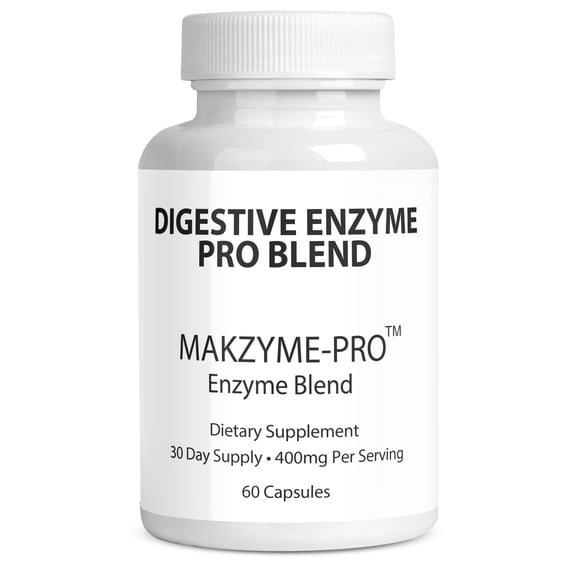 Digestive Enzyme Pro Blend with Makzyme-Pro Bromelain, Papain, Lactase, Lipase & Probiotics Supports Healthy Digestion & Nutrient Absorption 60 Veggie Capsules