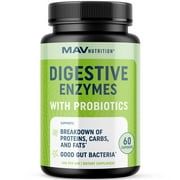 Digestive Enzymes 400MG with Probiotics for Digestive Health & Bloating Relief for Women & Men | Enzyme Blend with Probiotic Strains | Vegetarian | 60 Ct