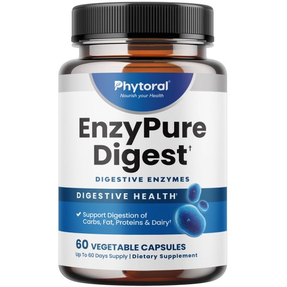 Digestive Enzymes for Women & Men - Supports Gut Health & Ease Bloating - Digestive Health Support with Lactase, Protease & Papain Enzymes - Non GMO, Lab Tested - Helps Dairy Digestion - 60 Capsules