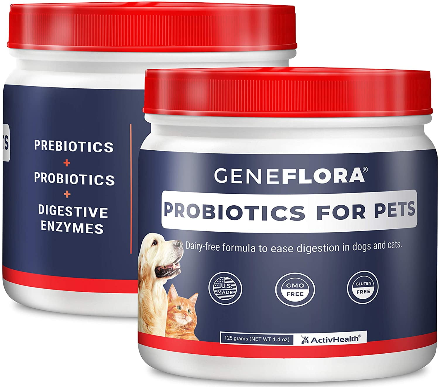 ACTIVHEALTH Digestive Enzymes and Probiotic for Pets (125 mg, 120 Servings) by Geneflora for Pets Pack of 2