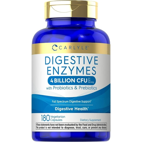 Digestive Enzymes with Probiotics and Prebiotics | 180 Capsules | by Carlyle