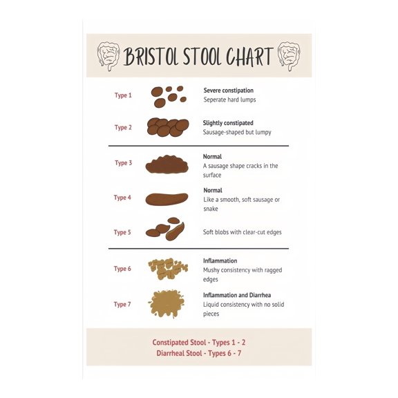 Digestive Health Poster Bristol Stool Chart Bowel Movement Reference Guide for Patient Education Home Health Monitoring Clinic Decor