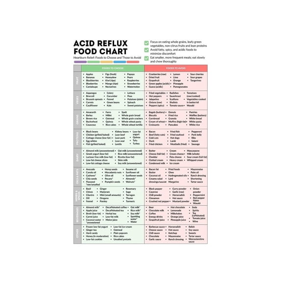 Digestive Wellness Kitchen Wall Art Food Chart Acid Reflux Friendly List Nutrition Guide Poster Healthy Grocery Reference Print Decor