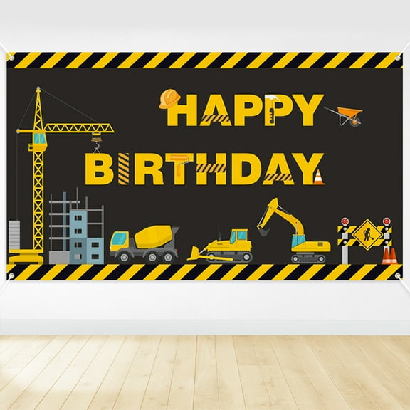 Digger Birthday Photo Backdrop Boys Birthday Banner Construction Theme Party Decorations