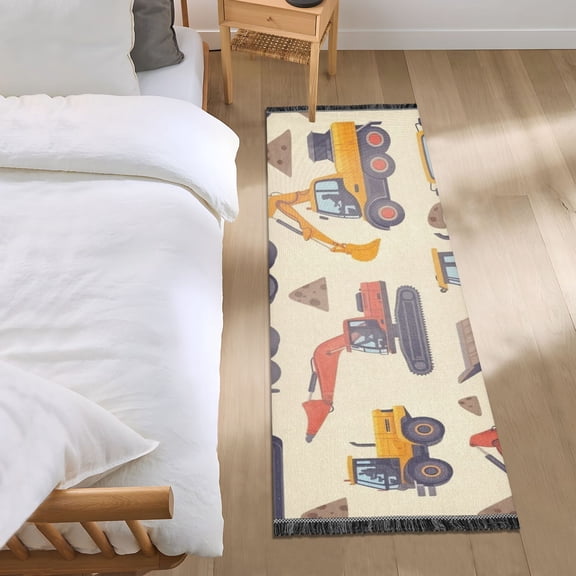 Digger Excavator Truck Mound Runner Area Rug 2x6 Soft Non-Slip Washable Bedside Carpet for Hallway Bedroom Living Room Home Decor
