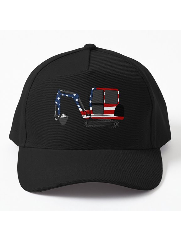 Digger USA Flag Baseball Hat, Fourth of July Construction Worker Design, Classic Cap