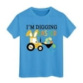 thumbnail image 1 of Digging Easter Top for Kids Girls Unisex Round Neck Eggs Bunny Outfits Pulloverr T Shirt Tractor Soft Fit Breathable Trendy Clothes #Z02 Blue 12-13 Years, 1 of 4