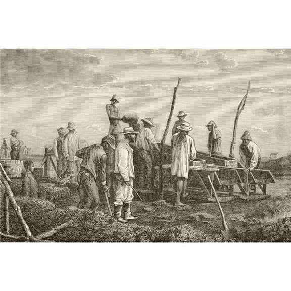 Digging For Diamonds In South Africa From The Book Chips From The Earths Crust Published 1894 Poster Print, 17 x 11