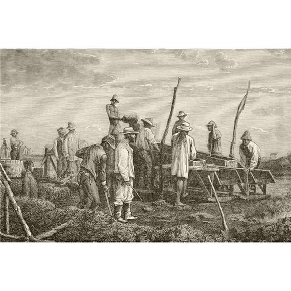 Digging For Diamonds In South Africa From The Book Chips From The Earths Crust Published 1894 Poster Print, 34 x 22 - Large