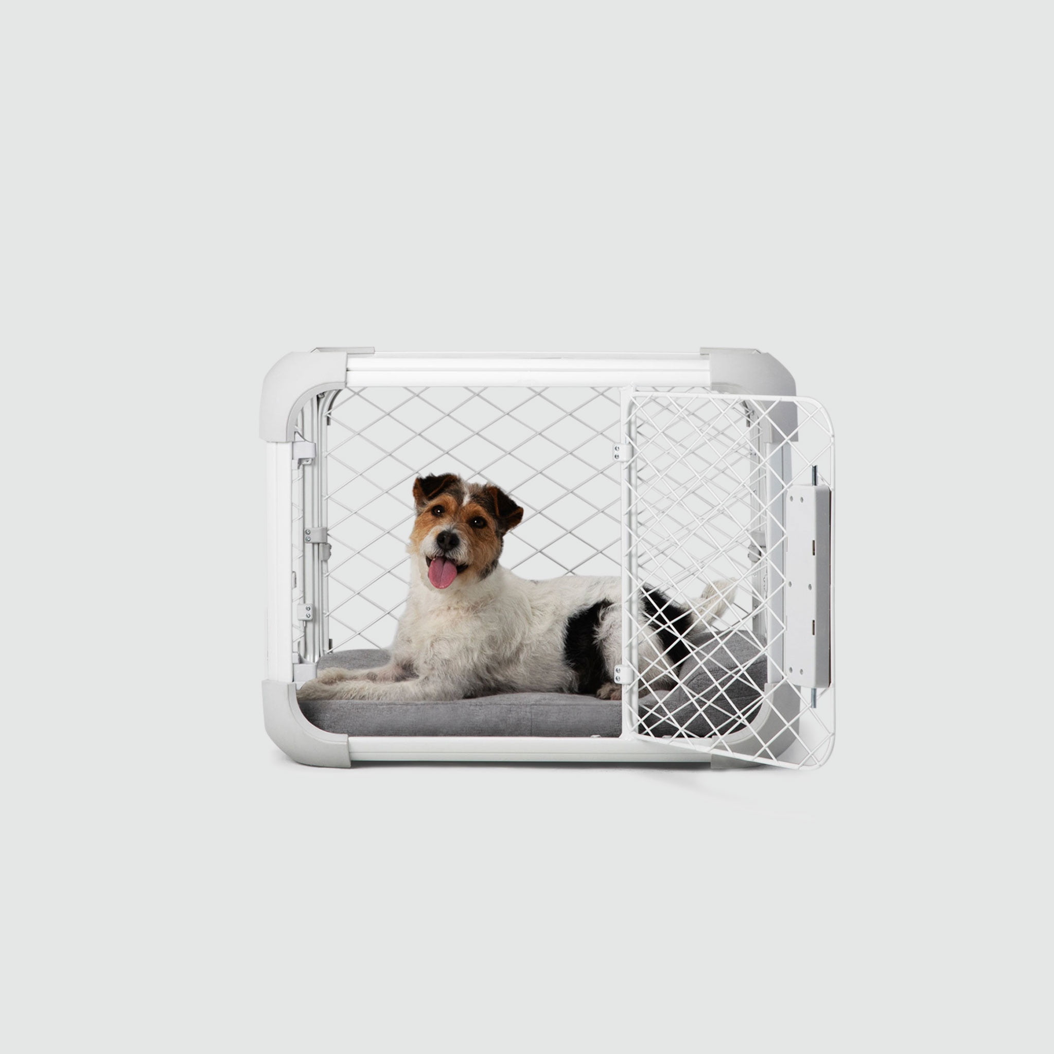 White Steel Modular Dog Crate with Dual Lock Doors