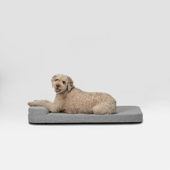 Diggs 36" Bolstr Dog Bed with Headrest - Premium Memory Foam Pet Bed for Crate or Home - Grey