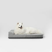 Diggs 42" Bolstr Dog Bed with Headrest, Premium Memory Foam Crate and Home Pet Bed, Grey