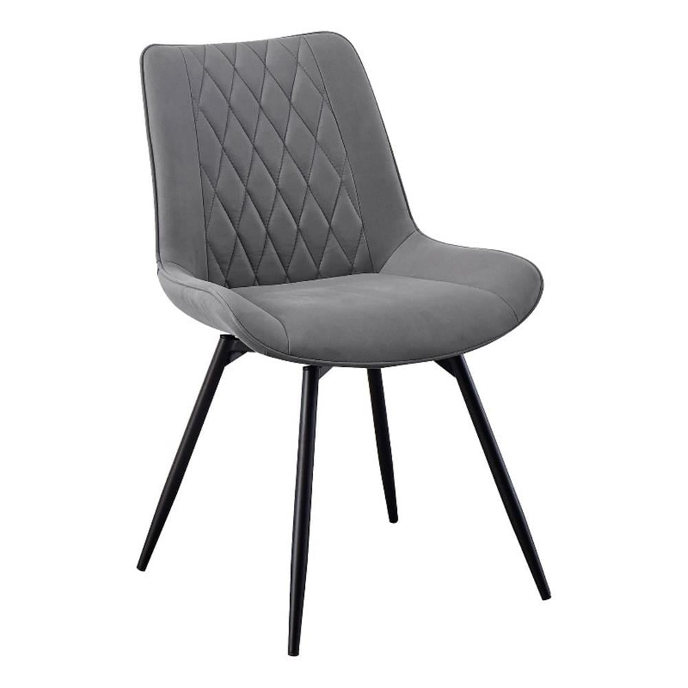 Gray Faux Leather Swivel Dining Chair with Metal Legs