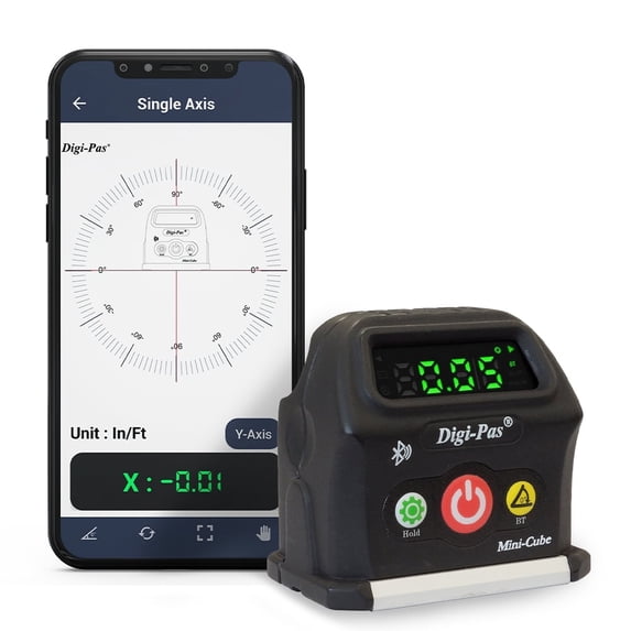 Digi-Pas Smart Cube Level, Angle Gauge Protractor DWL-90PRO, INSTANT WIRELESSLY displays 2-AXIS leveling status on your smartphone via Bluetooth, smart way to setup RV Vehicles, Campers