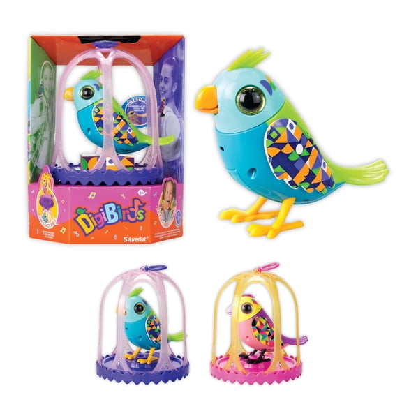 DigiBirds Interactive Singing Bird Toy – with Cage - 50+ Melodies, Collectible Electronic Pet, Tap To Tweet & Sing, Collect Mechanical Bird