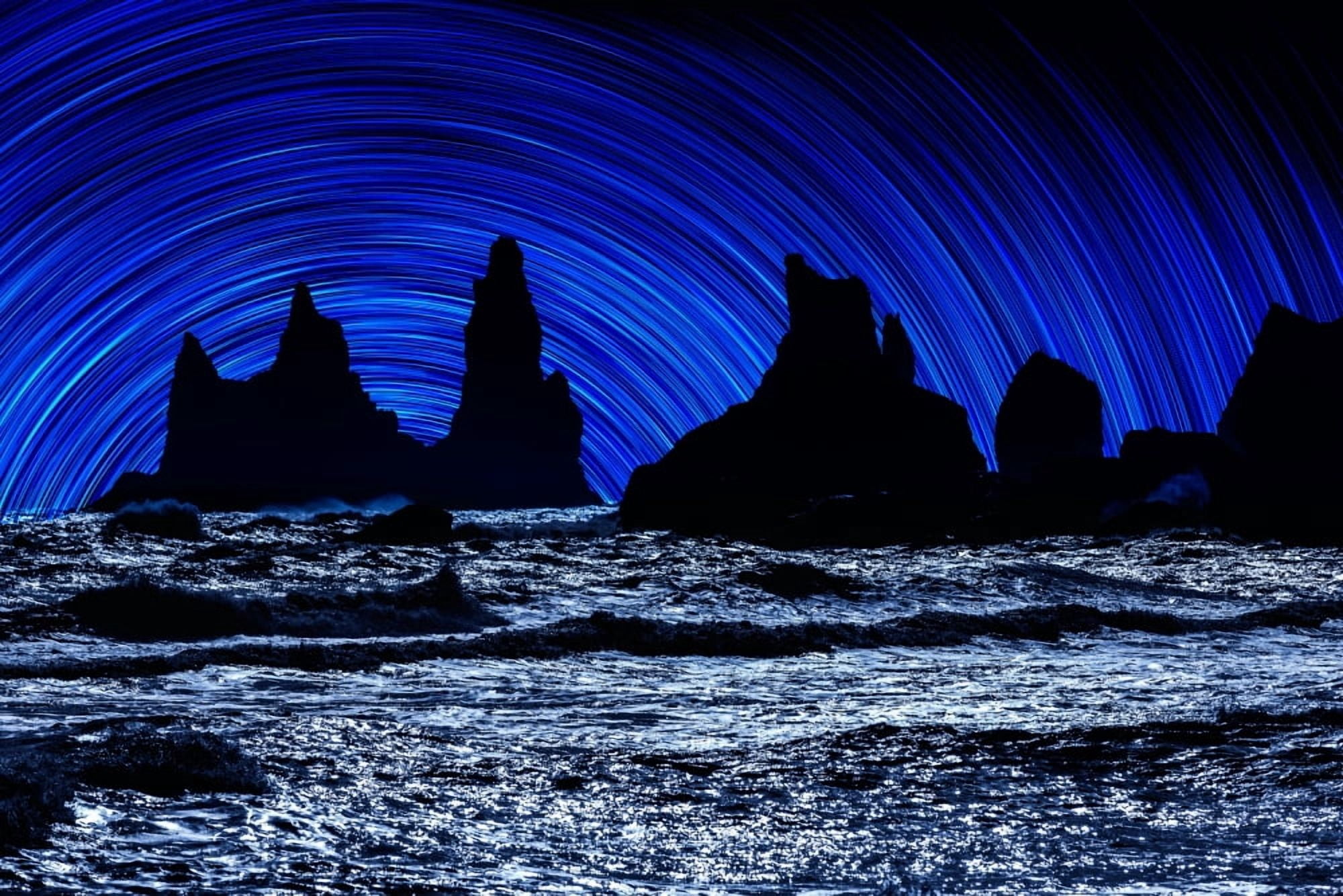 Digial composite of Large Rocks and the sea Iceland Canvas Art - Panoramic Images (27 x 9)