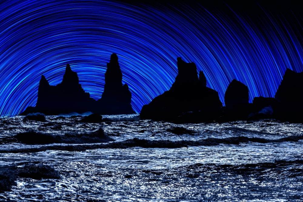 Digial composite of Large Rocks and the sea Iceland Canvas Art - Panoramic Images (36 x 12)