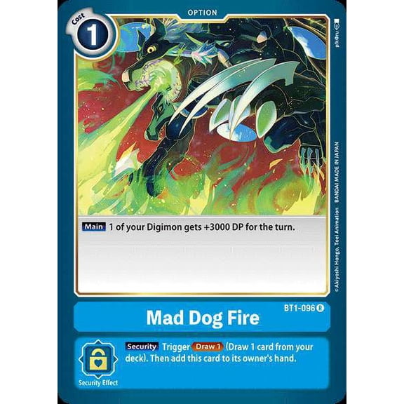 Digimon 2020 V.1 Rare Mad Dog Fire BT1-096