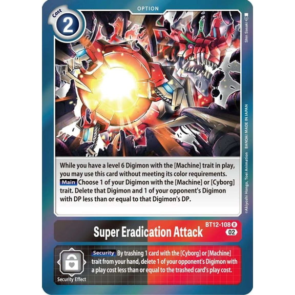 Digimon Across Time Rare Super Eradication Attack BT12-108