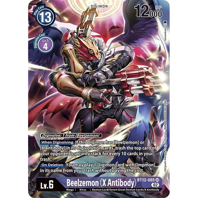 beelzemon digimon card (X Antibody) [BT12-085] (Premium Binder Set) [Across Time Pr Purple Digimon 478 Old Digimon Card Beelzemon