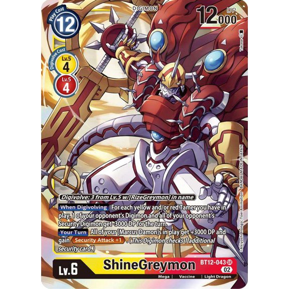Digimon Across Time Super Rare ShineGreymon BT12-043