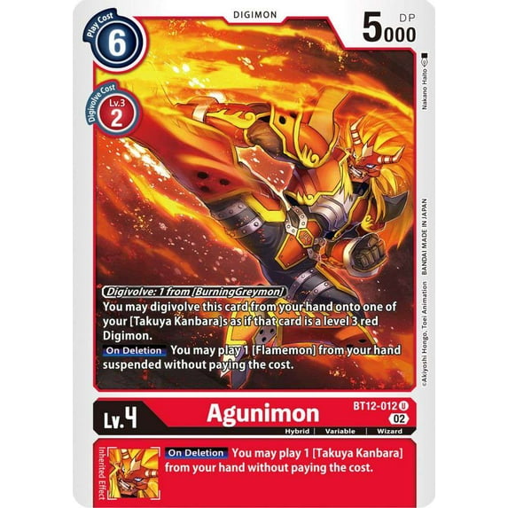 Digimon Across Time Uncommon Agunimon BT12-012