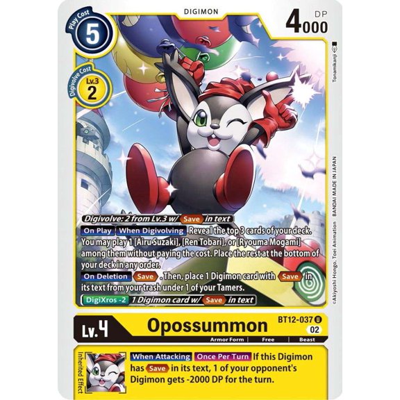 Digimon Across Time Uncommon Opossumon BT12-037