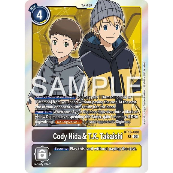 Digimon Beginning Observer Rare Cody Hida & T.K. Takaishi BT16-088