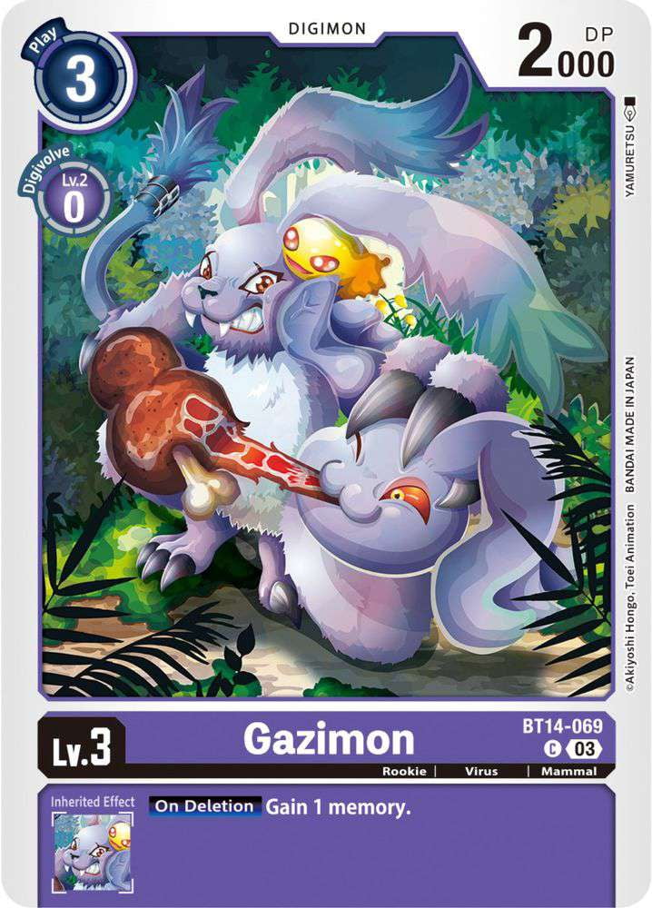 gazimon digimon card (BT3-077) Contains a single common card Gazimon and Retaliation Deltamon Digimon